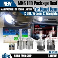 GOLF MK6 LED H7 H15 HEADLIGHT BULBS PACKAGE DRL HIGH BEAM FLASH SIDE L..